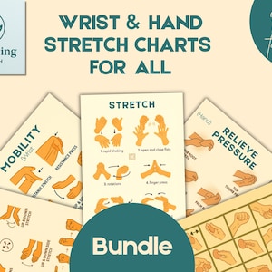 Hand & Wrist Stretch Chart Bundle | Physical Therapy Exercises | Carpal Tunnel Relief | Office Desk Stretches | Printable Hand Therapy Guide