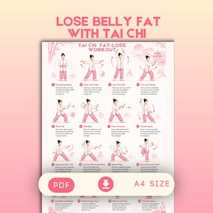 Tai Chi fettförbränningsträningsschema för kvinnor | Affisch för skonsam corestyrka | Guide till kaloriförbränning med låg belastning | Utskrivbar PDF för flytande fitness