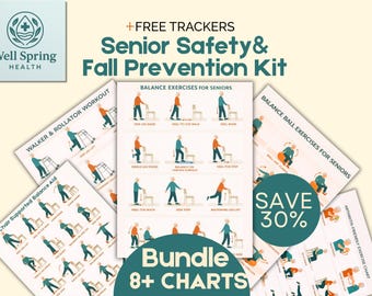Senior Fall Prevention Exercise Bundle: Balance, Mobility, Strength Charts (PDF)