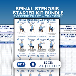 Spinal Stenosis Chair exercises Chart | Lumbar support for seniors | lower Back Pain Relief | Senior Caregiver Wellness printable