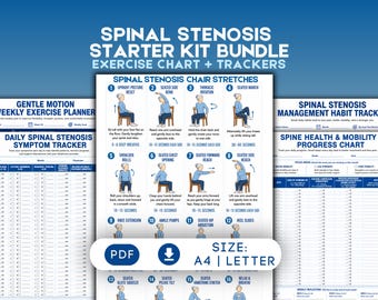 Spinal Stenosis Chair exercises Chart | Lumbar support for seniors | lower Back Pain Relief | Senior Caregiver Wellness printable