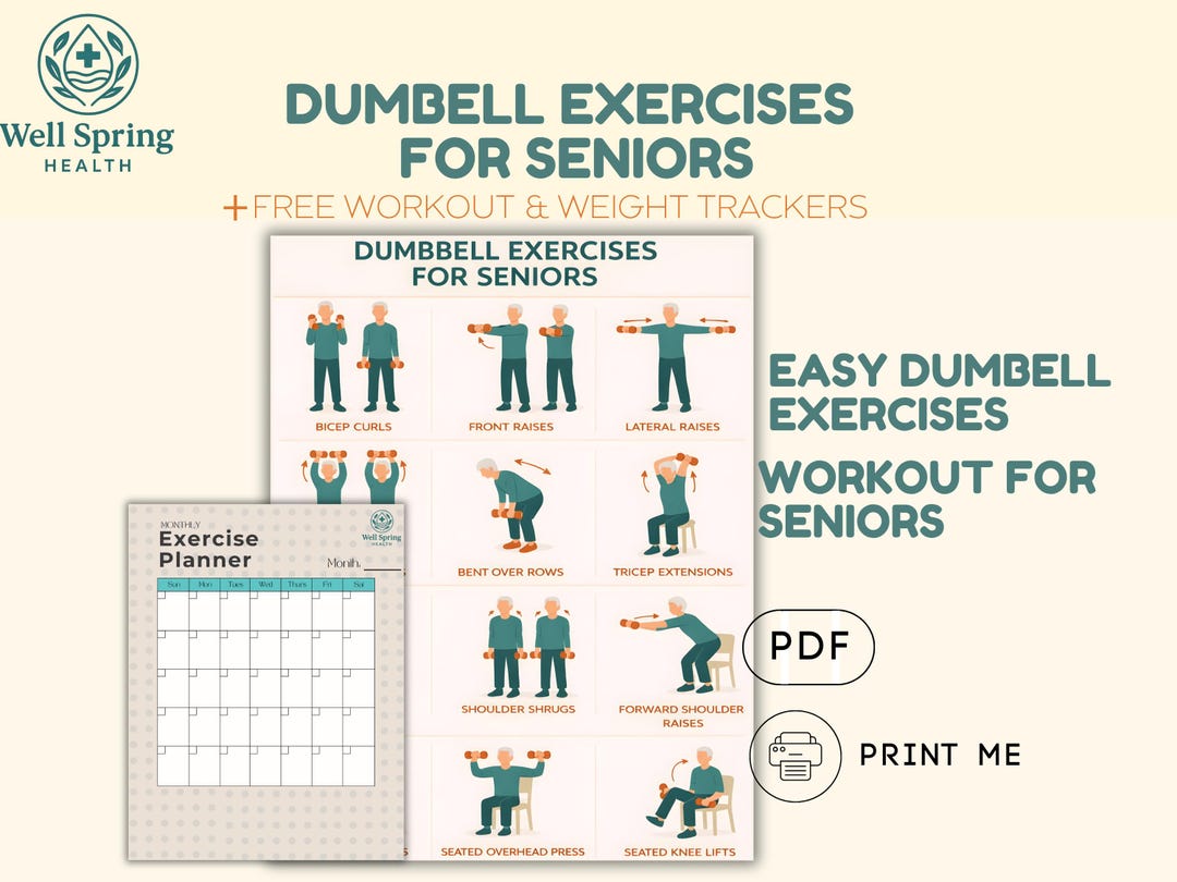 Dumbbell Exercises for Seniors Chart Printable Strength Training for