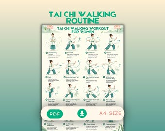 Tai Chi Walking Workout Chart for Women | Qigong Walk Printable PDF