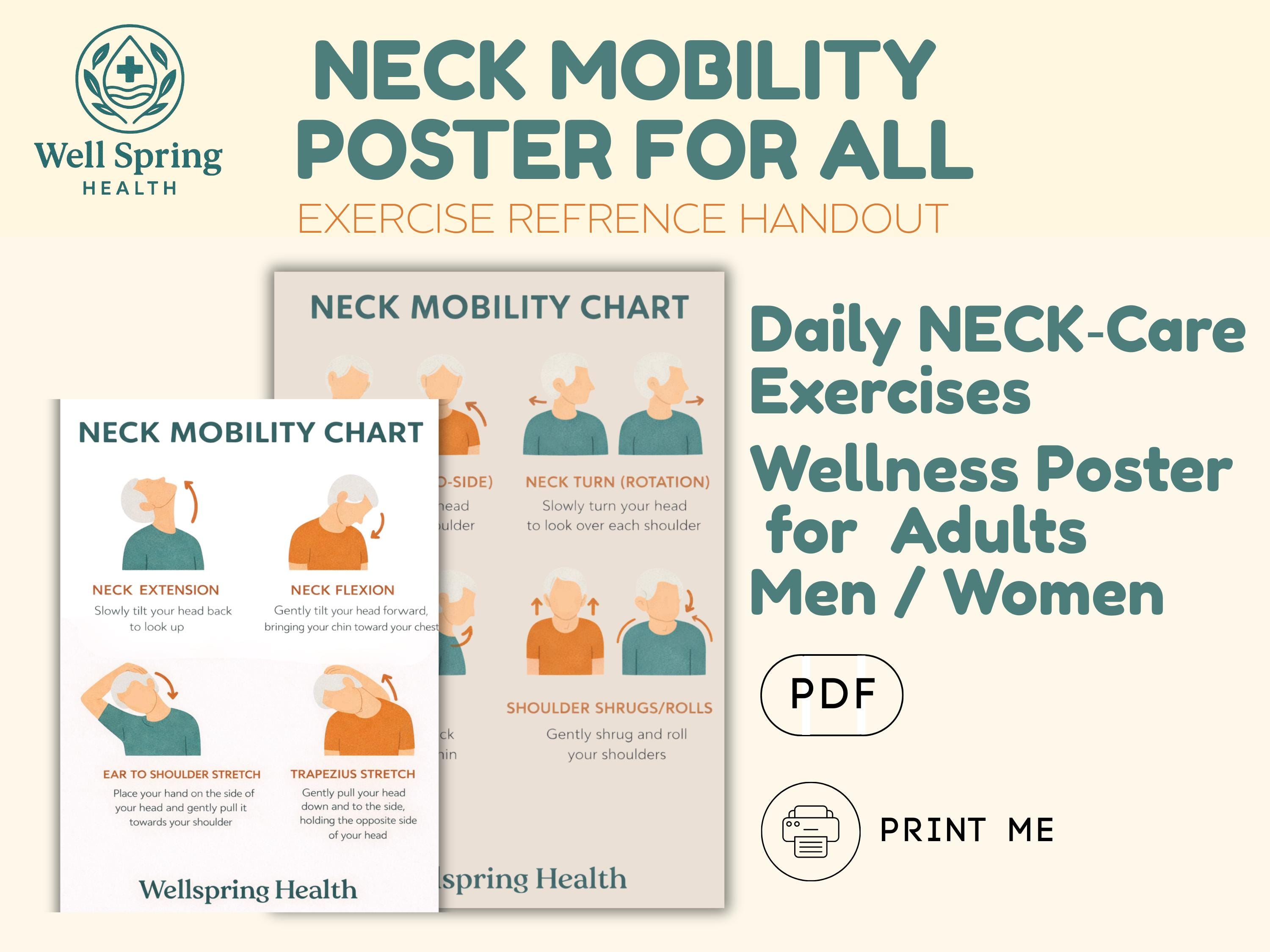 Neck Mobility Chart Printable | Neck Stretch Exercises Guide | Physical ...