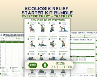 Scoliosis Daily Stretches Chart Scoliosis Exercises Poster Bundle Scoliosis Surgery scoliosis Awareness Spine Alignment Stretches
