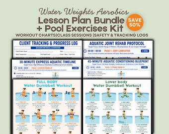 Water Aerobics Lesson plan Bundle Pool Exercises  Pool Workout Charts  Aquatic Therapy Session Plans Aqua Aerobics Workout for Seniors