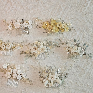 Pearl Flowers Bridal Hair Comb - Prom or Wedding Hair Comb - Bridal Metal Braired Headband - Silver Crystal Hair Piece - Wedding Accessories