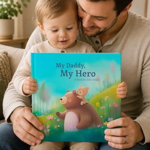 Personalized My Daddy My Hero Book, Custom Kids Name Birthday or Father's Day Gift