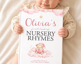Personalized Baby Nursery Rhymes Keepsake Book – Custom Name Bedtime Story for Baby Girl