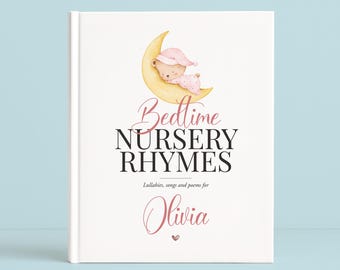 Personalized Nursery Rhymes Book for Baby Girl – Custom Name & Message – Pink Keepsake Gift for Newborn, Birthday, Toddler, Daughter, Shower