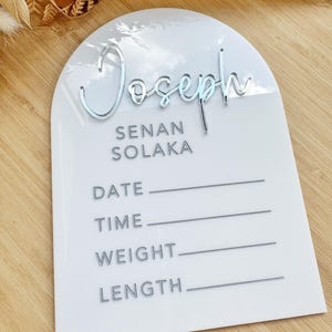 Personalised Baby Birth Announcement Plaque – A5 Size | Custom Newborn Keepsake Sign