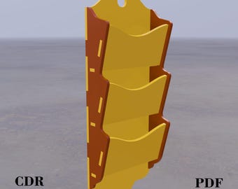 Wall Organizer SVG Laser Cut File -Hanging Storage Rack DXF, CDR -Cricut Glowforge Ready-3 Shelves Wall Hanging