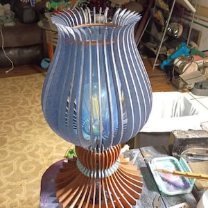 Wooden Table Lamp Laser Cut Files – Sculptural Design for 3mm 4mm 5mm – DXF SVG Templates for CNC & Glowforge Nested and Arranged