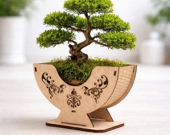 Wooden Flower Holder Laser Cut File | SVG DXF CDR DiY Basket Template for CnC & Laser Machines| 3mm 4mm 6mm Laser Cut Flower Basket Tested