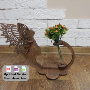 Laser Cut 3D Wing Fairy Vase SVG DXF CDR – Pop-Out Wings Bud Vase Template, 3mm 4mm 6mm Flower Holder, Laser 3D Vase Perfect Gift For love
