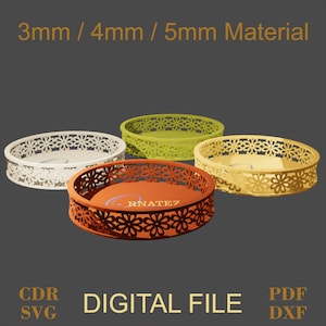 Round Basket Laser Cutting Files – SVG, DXF, PdF, CDR Digital Download for 3mm / 4mm / 5mm Material, Fruits Basket