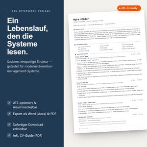 Lebenslauf Vorlage Word, Deutsch, ATS-freundlich, Mono Stil, 24 druckfreundliche Layouts