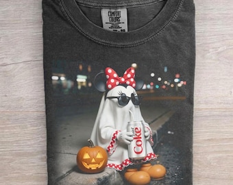 Halloween Ghost Girl PNG, Cute Polka Dot Bow Ghost Digital Download, Spooky Pumpkin Soda Lover Shirt Design, Magic Park Inspired Sublimation