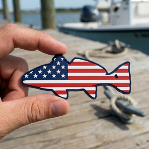 American Flag Fish PVC Patch – Patriotic Travel Souvenir for Jacket Backpack Hat