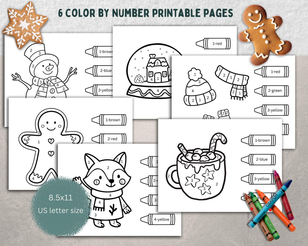 Winter Themed Easy Color by Number: Kids Printable Activity (PDF) - Etsy