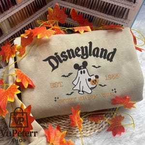 Halloween Mouse Cartoon Ghost Embroidered Shirt, Halloween MagicalKidom Shirt, Magical Land Embroidered Shirt, Spooky Vibe Shirt