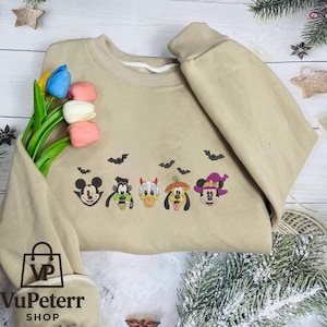 Magical Land Embroidered T-Shirt, Movie Cartoon Character Embroidered Hoodie, Vintage Halloween Mouse Cartoon Embroidered Sweater