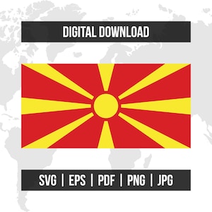 Nordmazedonien Flagge | Nationalflagge | svg eps pdf png jpg | Hochwertiger Vektor Digital Download