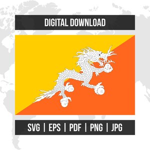 Bhutan Flag | National Flag | svg eps pdf png jpg | High-Quality Vector Digital Download