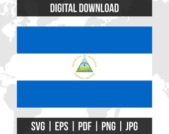 Bandera de Nicaragua / Bandera Nacional / SVG EPS PDF PNG JPG / Descarga digital vectorial de alta calidad