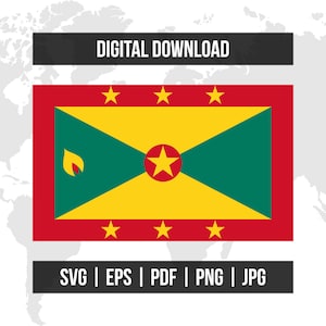 Bandera de Granada / Bandera Nacional / SVG EPS PDF PNG JPG / Descarga digital vectorial de alta calidad