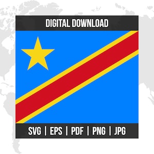 Democratic Republic of the Congo Flag | National Flag | svg eps pdf png jpg | High-Quality Vector Digital Download