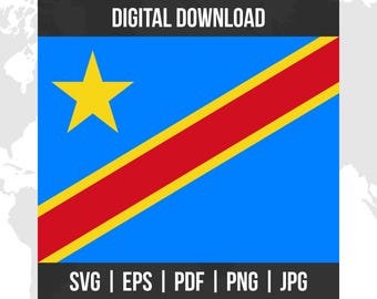 Democratic Republic of the Congo Flag | National Flag | svg eps pdf png jpg | High-Quality Vector Digital Download