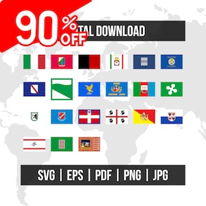 Italy Flags Bundle | National & Regional Flags | svg eps pdf png jpg | High-Quality Vector Digital Download