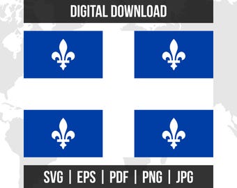 Bandera de Quebec / Bandera provincial / SVG, EPS, PDF, PNG y JPG / Descarga digital vectorial de alta calidad