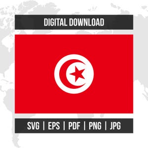 Drapeau Tunisie | Drapeau national | svg eps pdf png jpg | Téléchargement numérique vectoriel de haute qualité