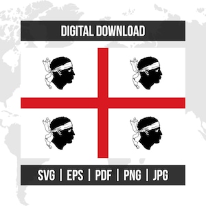 Bandiera della Sardegna / Bandiera della Regione / svg eps pdf png jpg / Download digitale vettoriale di alta qualità