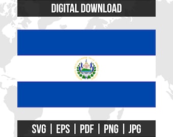 Bandera de El Salvador / Bandera Nacional / SVG EPS PDF PNG JPG / Descarga digital vectorial de alta calidad