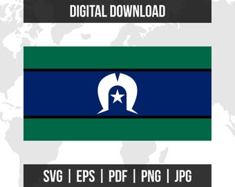 Bandera de los Isleños del Estrecho de Torres / Bandera Indígena / Archivos vectoriales imprimibles / Descarga digital