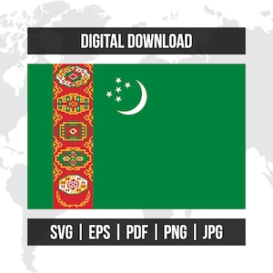 Turkmenistan Flag | National Flag | svg eps pdf png jpg | High-Quality Vector Digital Download