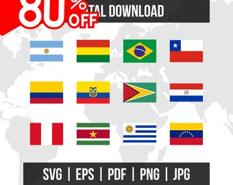 Pakiet flag Ameryki Południowej | Flagi narodowe Ameryki Południowej | svg eps pdf png jpg | Wysokiej jakości pobieranie plików wektorowych