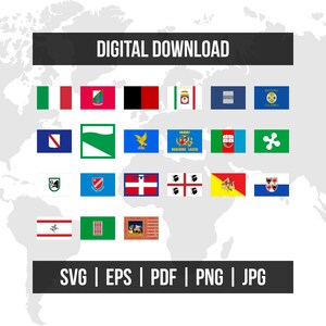 Italy Flags Bundle | National & Regional Flags | svg eps pdf png jpg | High-Quality Vector Digital Download