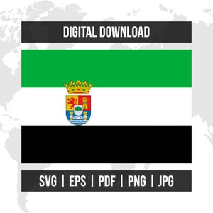 Extremadura Flag | Spain Autonomous Community Flag | svg eps pdf png jpg | High-Quality Vector Digital Download