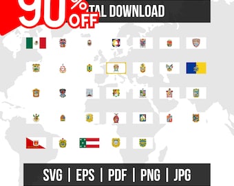 Mexico Flags Bundle | National & Regional Flags | svg eps pdf png jpg | High-Quality Vector Digital Download