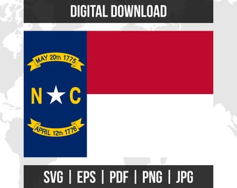 North Carolina Flag | State Flag | Printable Vector Files | Digital Download