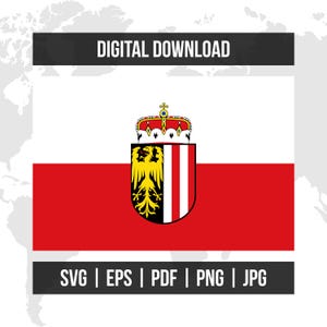 Upper Austria Flag with Coat of Arms | State Flag | svg eps pdf png jpg | High-Quality Vector Digital Download