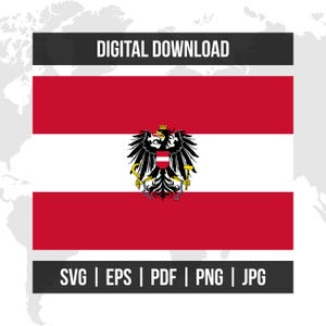 Austria Flag with Coat of Arms | National Flag | svg eps pdf png jpg | High-Quality Vector Digital Download
