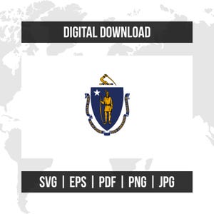 Massachusetts Flag | State Flag | Printable Vector Files | Digital Download