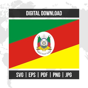 Bandera de Rio Grande do Sul / Bandera del Estado de Brasil / SVG, EPS, PDF, PNG y JPG / Descarga digital vectorial de alta calidad