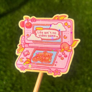 Pegatina holográfica de Animal Crossing DS, vinilo brillante