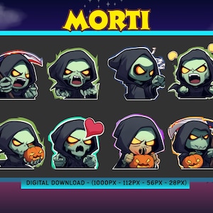 Niedliche Morti Twitch Emotes - Lustiges & Gruseliges Emote Paket für Twitch, Discord und YouTube